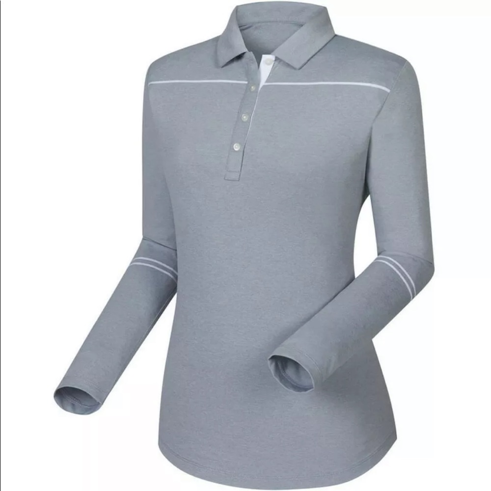 FootJoy Sun Protection Grey Long Sleeve Polo Shirt Large Retail $95 EUC!